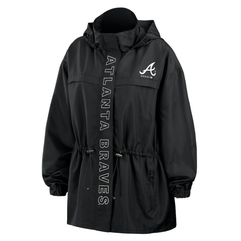 Atlanta Braves WEAR by Erin Andrews Women's Full-Zip Windbreaker Hoodie Jacket | MLB Shop