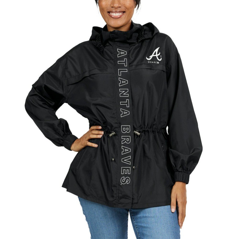 Atlanta Braves WEAR by Erin Andrews Women's Full-Zip Windbreaker Hoodie Jacket | MLB Shop