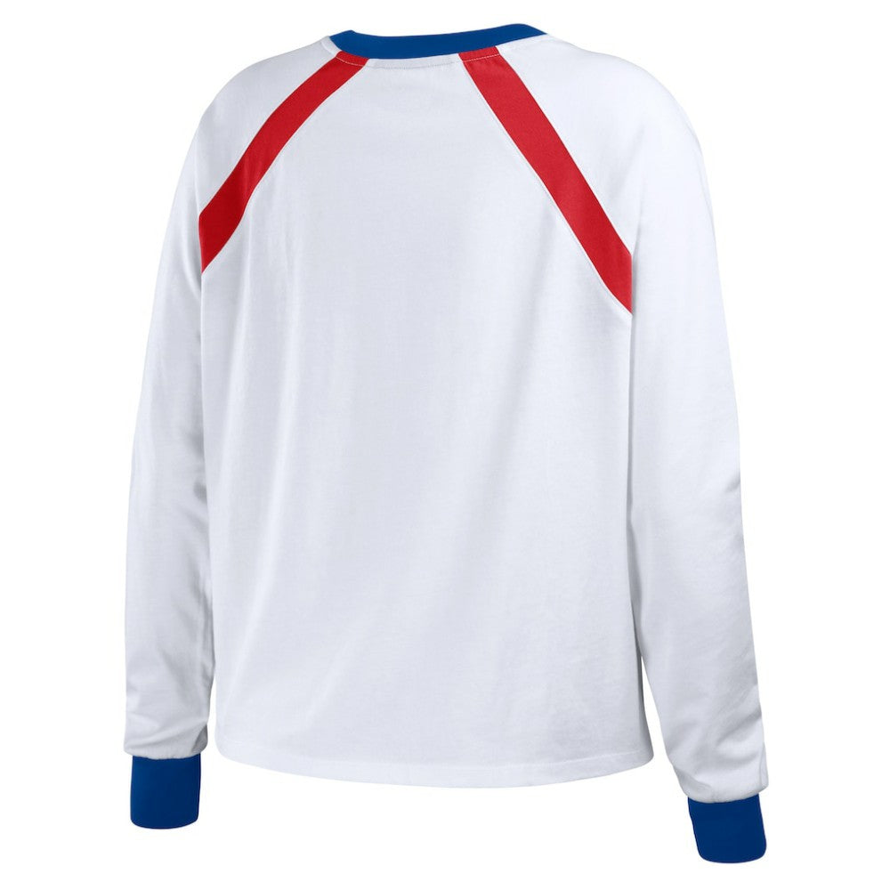 Atlanta Braves WEAR by Erin Andrews Women's Raglan Long Sleeve T-Shirt | MLB Outlet