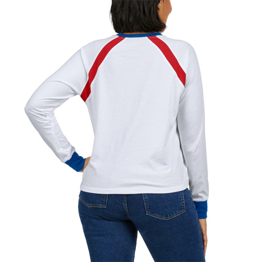 Atlanta Braves WEAR by Erin Andrews Women's Raglan Long Sleeve T-Shirt | MLB Outlet