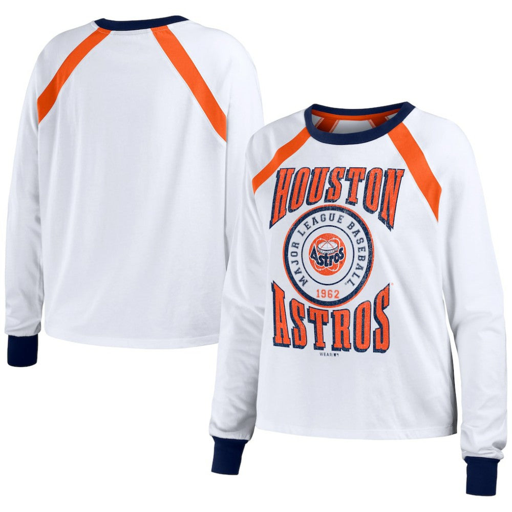 Houston Astros WEAR by Erin Andrews Women's Raglan Long Sleeve T-Shirt | MLB On Sale