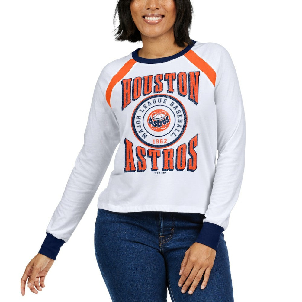 Houston Astros WEAR by Erin Andrews Women's Raglan Long Sleeve T-Shirt | MLB On Sale