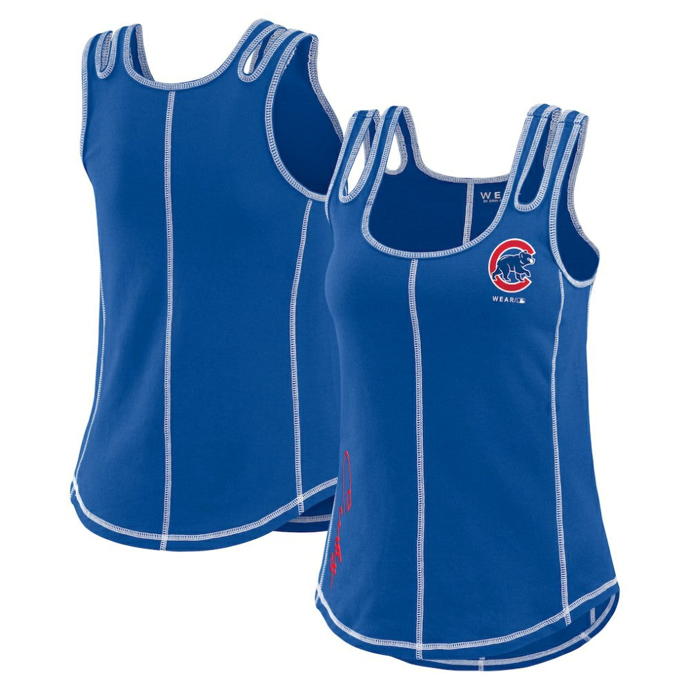 Chicago Cubs WEAR by Erin Andrews Women's Contrast Stitch Tank Top | MLB On Sale