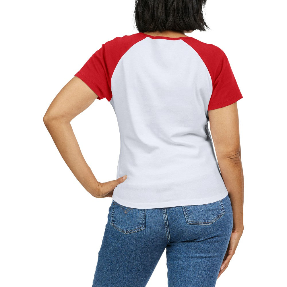 Los Angeles Angels WEAR by Erin Andrews Women's Fitted Henley Raglan T-Shirt | MLB Sale