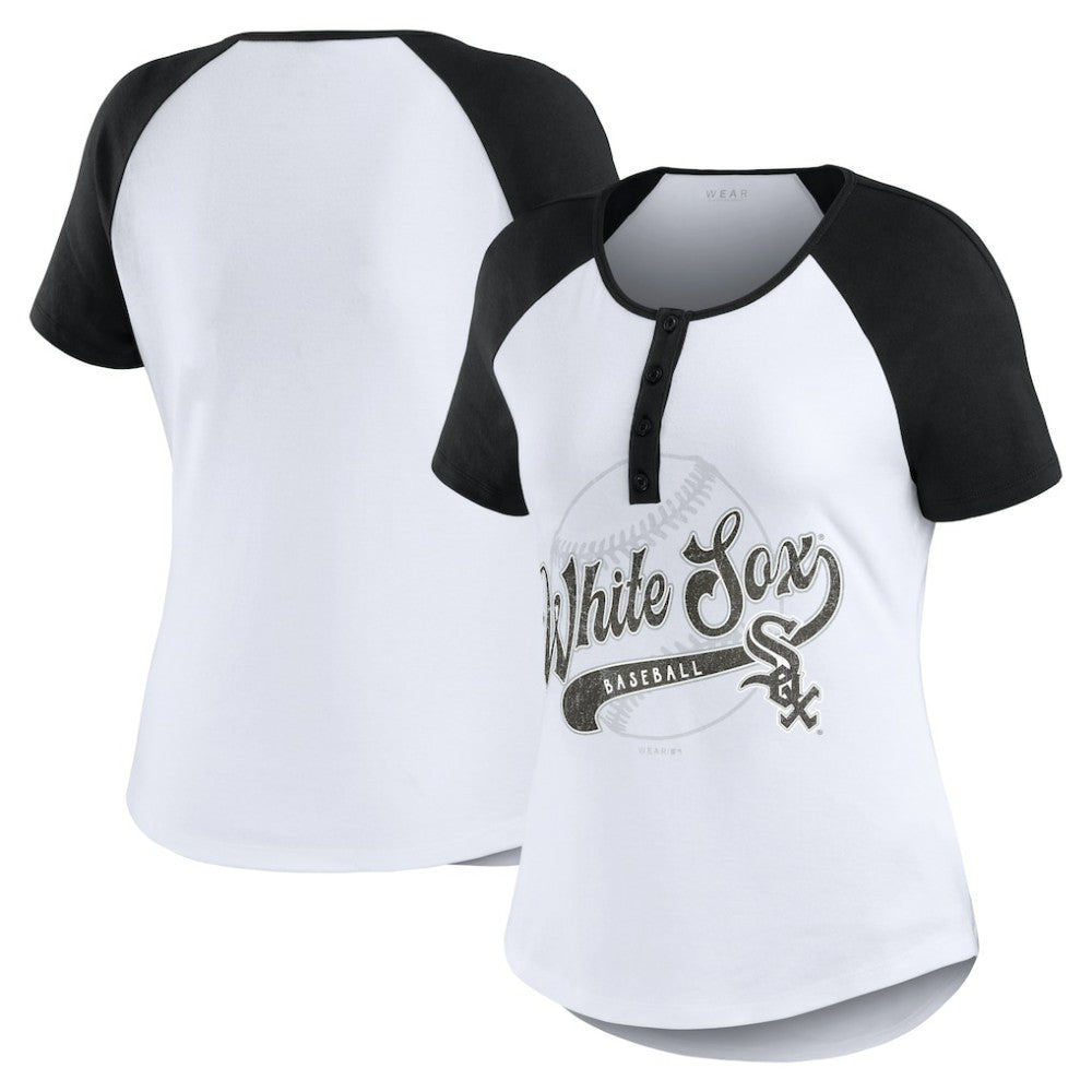 Chicago White Sox WEAR by Erin Andrews Women's Fitted Henley Raglan T-Shirt | MLB Near me