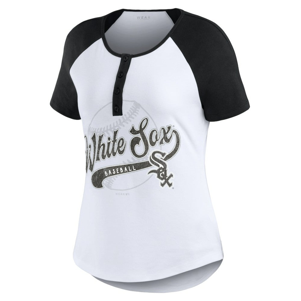 Chicago White Sox WEAR by Erin Andrews Women's Fitted Henley Raglan T-Shirt | MLB Near me