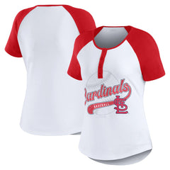 St. Louis Cardinals WEAR by Erin Andrews Women's Fitted Henley Raglan T-Shirt | MLB Online
