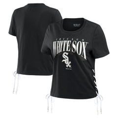 Chicago White Sox WEAR by Erin Andrews Women's Side Lace-Up Cropped T-Shirt | MLB Discount