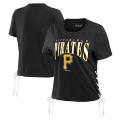 Pittsburgh Pirates WEAR by Erin Andrews Women's Side Lace-Up Cropped T-Shirt | MLB New