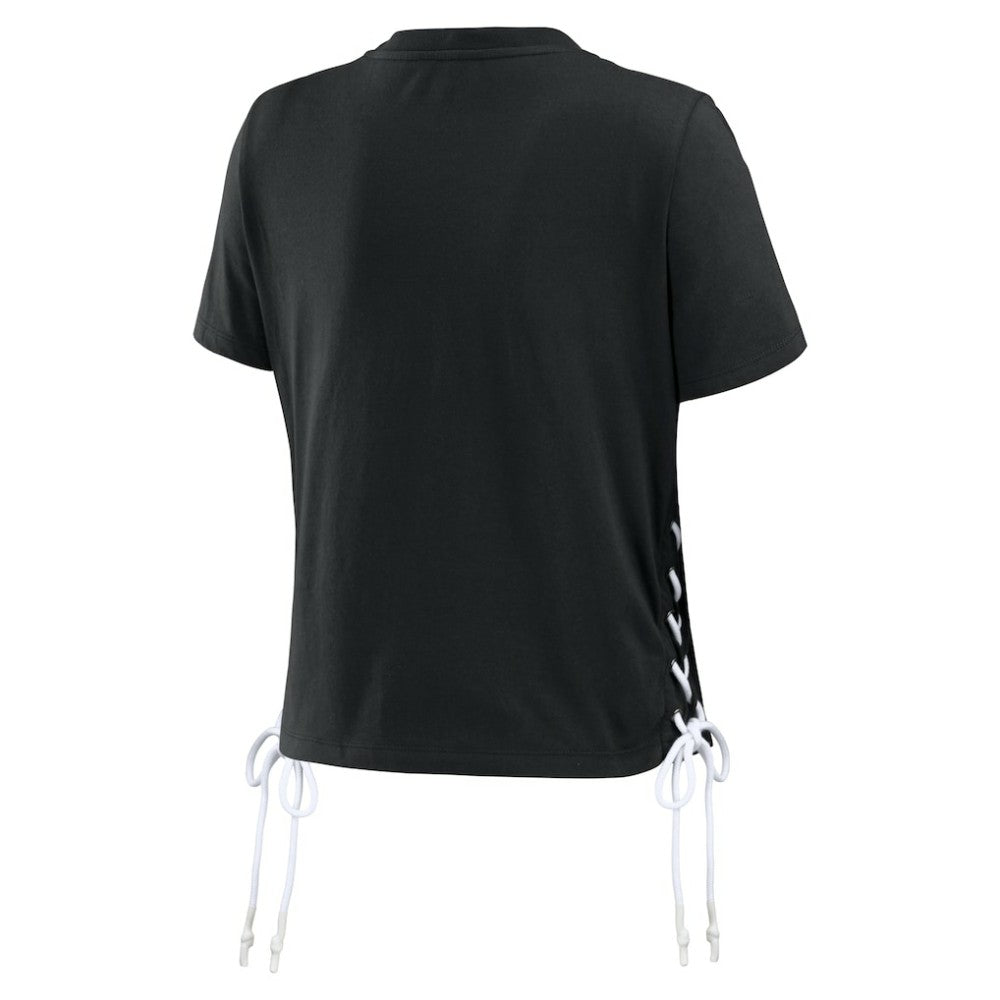 San Francisco Giants WEAR by Erin Andrews Women's Side Lace-Up Cropped T-Shirt | MLB Outlet