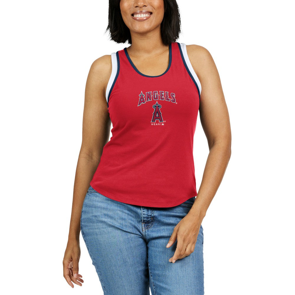 Los Angeles Angels WEAR by Erin Andrews Women's Colorblock Racerback Tank Top | MLB Near me