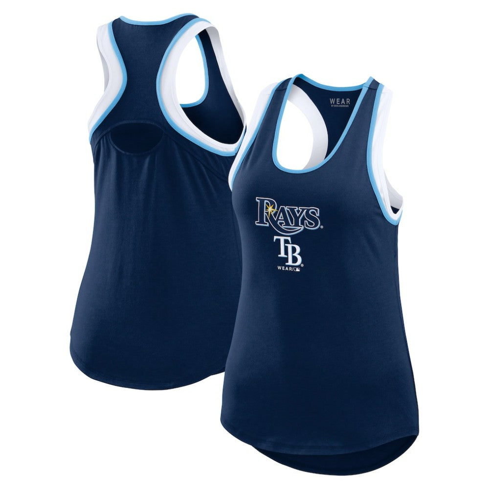 Tampa Bay Rays WEAR by Erin Andrews Women's Colorblock Racerback Tank Top | MLB On Sale