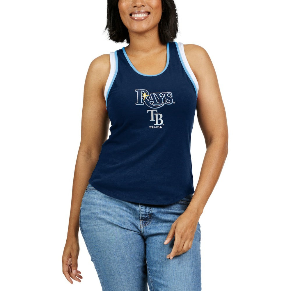 Tampa Bay Rays WEAR by Erin Andrews Women's Colorblock Racerback Tank Top | MLB On Sale