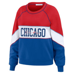 Chicago Cubs WEAR by Erin Andrews Women's Color Block Crew Neck Pullover Sweatshirt | MLB Near me