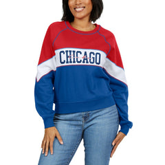 Chicago Cubs WEAR by Erin Andrews Women's Color Block Crew Neck Pullover Sweatshirt | MLB Near me
