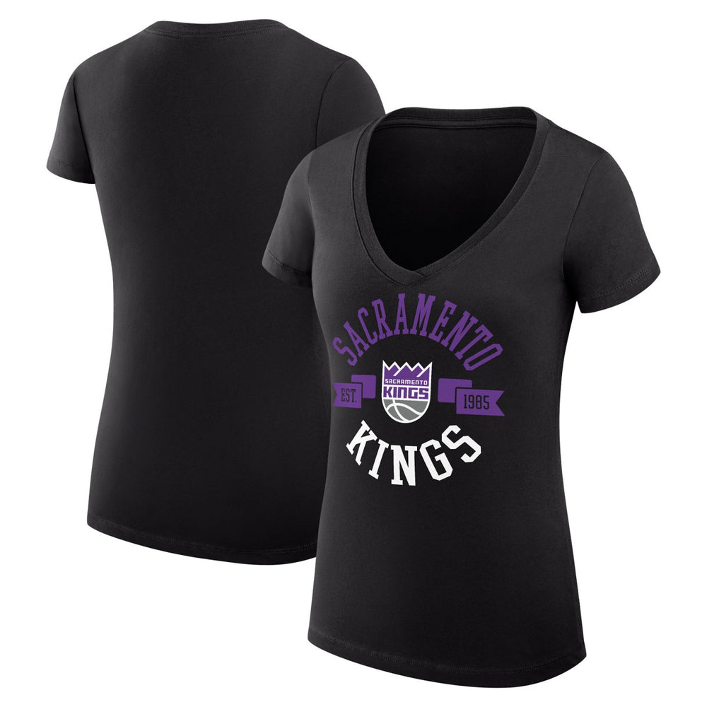 Sacramento Kings G-III 4Her by Carl Banks Women's Super-Slim Fit Lightweight Large City Logo V-Neck T-Shirt Outlet