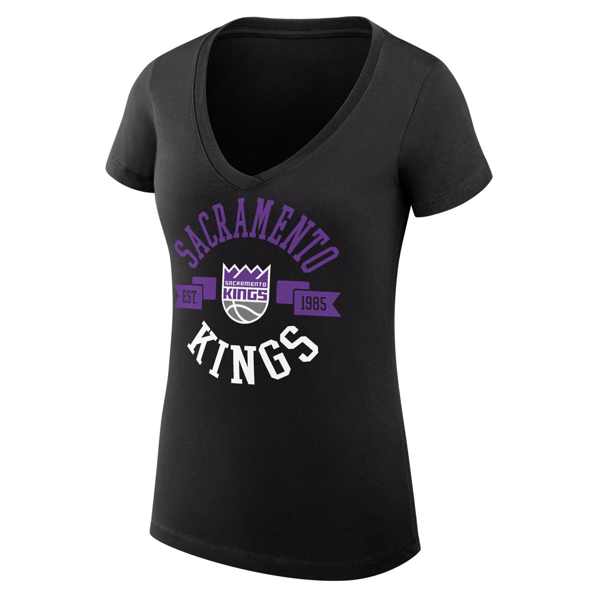 Sacramento Kings G-III 4Her by Carl Banks Women's Super-Slim Fit Lightweight Large City Logo V-Neck T-Shirt Outlet