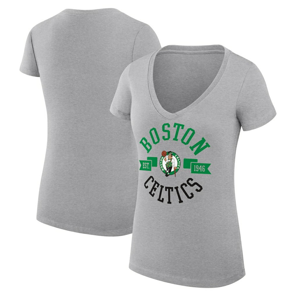 Boston Celtics G-III 4Her by Carl Banks Women's Super-Slim Fit Lightweight Large City Logo V-Neck T-Shirt Discount