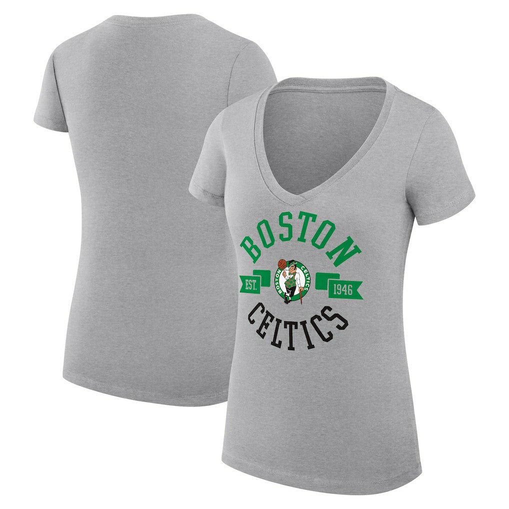 Boston Celtics G-III 4Her by Carl Banks Women's Super-Slim Fit Lightweight Large City Logo V-Neck T-Shirt Discount