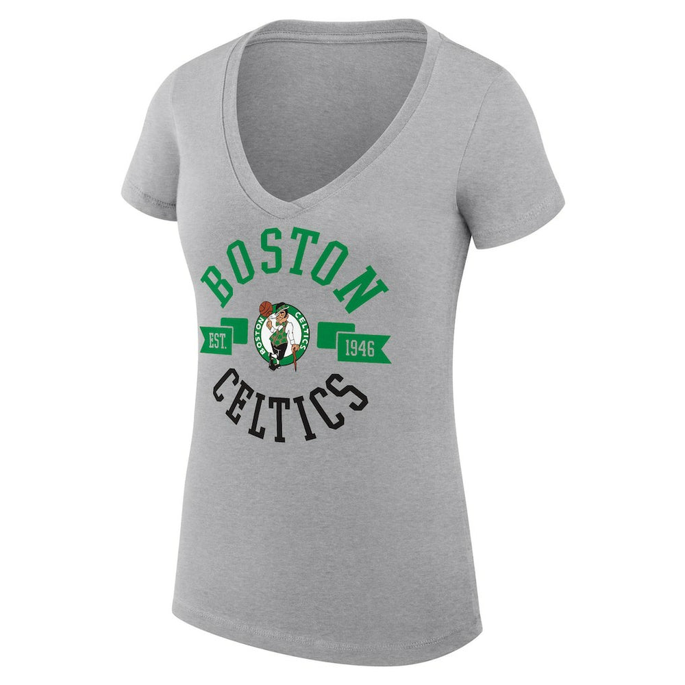 Boston Celtics G-III 4Her by Carl Banks Women's Super-Slim Fit Lightweight Large City Logo V-Neck T-Shirt Discount