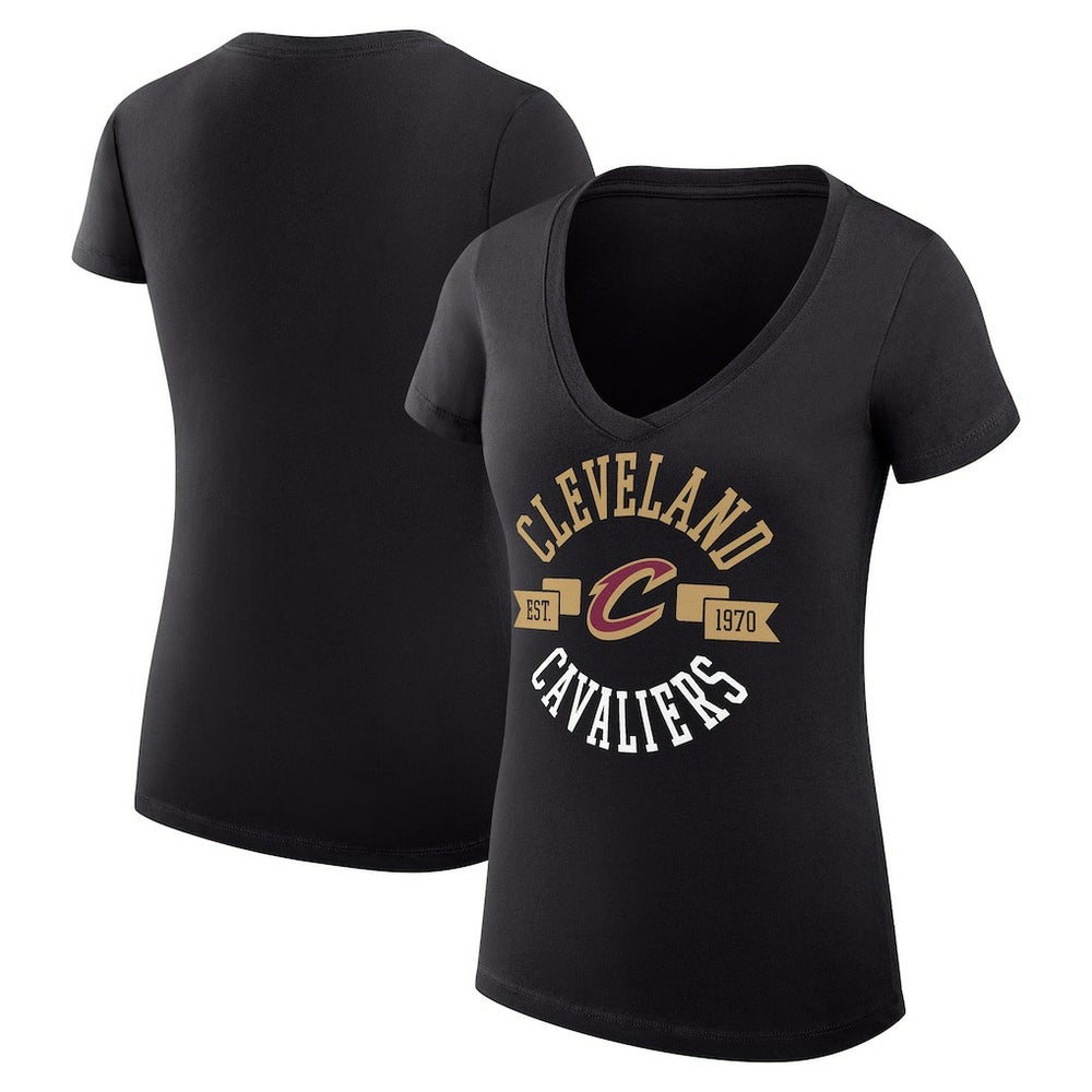 Cleveland Cavaliers G-III 4Her by Carl Banks Women's Super-Slim Fit Lightweight Large City Logo V-Neck T-Shirt sale For Sale