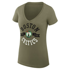 Boston Celtics G-III 4Her by Carl Banks Women's Super-Slim Fit Lightweight Large City Logo V-Neck T-Shirt On Sale