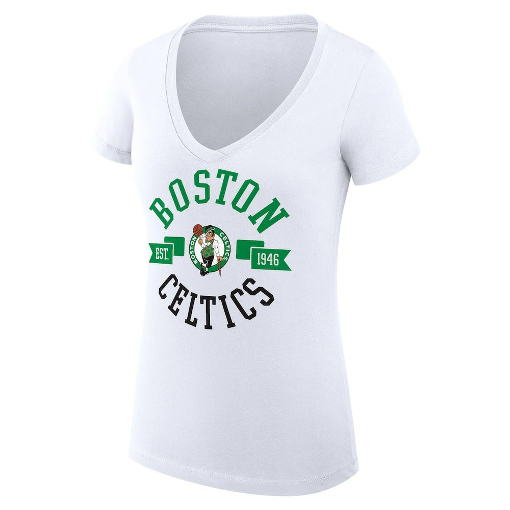 Boston Celtics G-III 4Her by Carl Banks Women's Super-Slim Fit Lightweight Large City Logo V-Neck T-Shirt Online