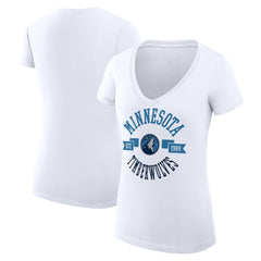 Minnesota Timberwolves G-III 4Her by Carl Banks Women's Super-Slim Fit Lightweight Large City Logo V-Neck T-Shirt On Sale