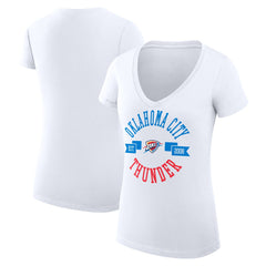 Oklahoma City Thunder G-III 4Her by Carl Banks Women's Super-Slim Fit Lightweight Large City Logo V-Neck T-Shirt New