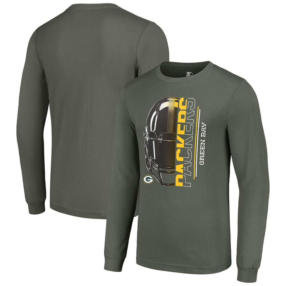 Green Bay Packers  Starter Half Helmet Logo Long Sleeve T-Shirt