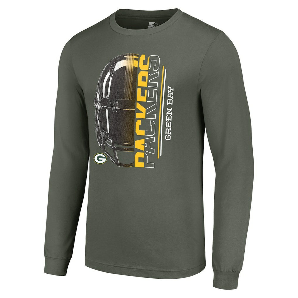 Green Bay Packers  Starter Half Helmet Logo Long Sleeve T-Shirt