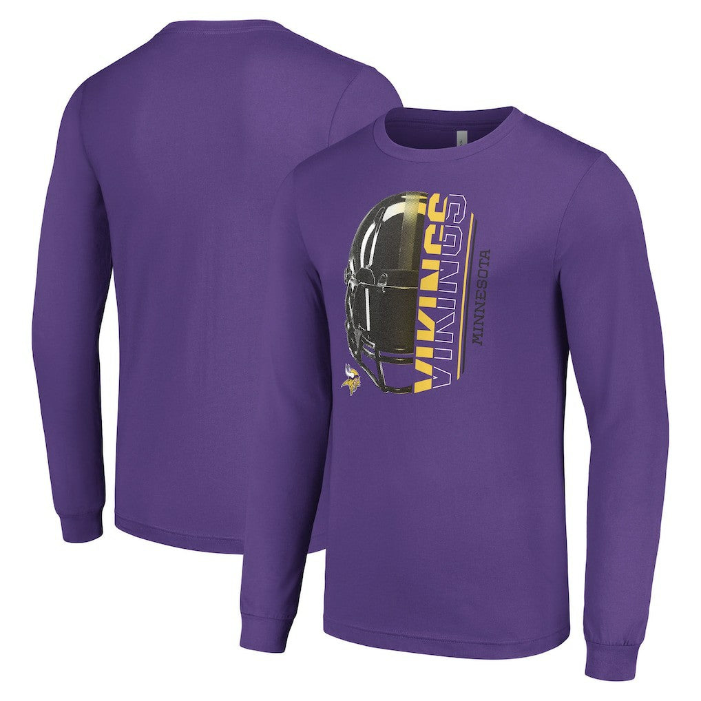 Minnesota Vikings  Starter Half Helmet Logo Long Sleeve T-Shirt