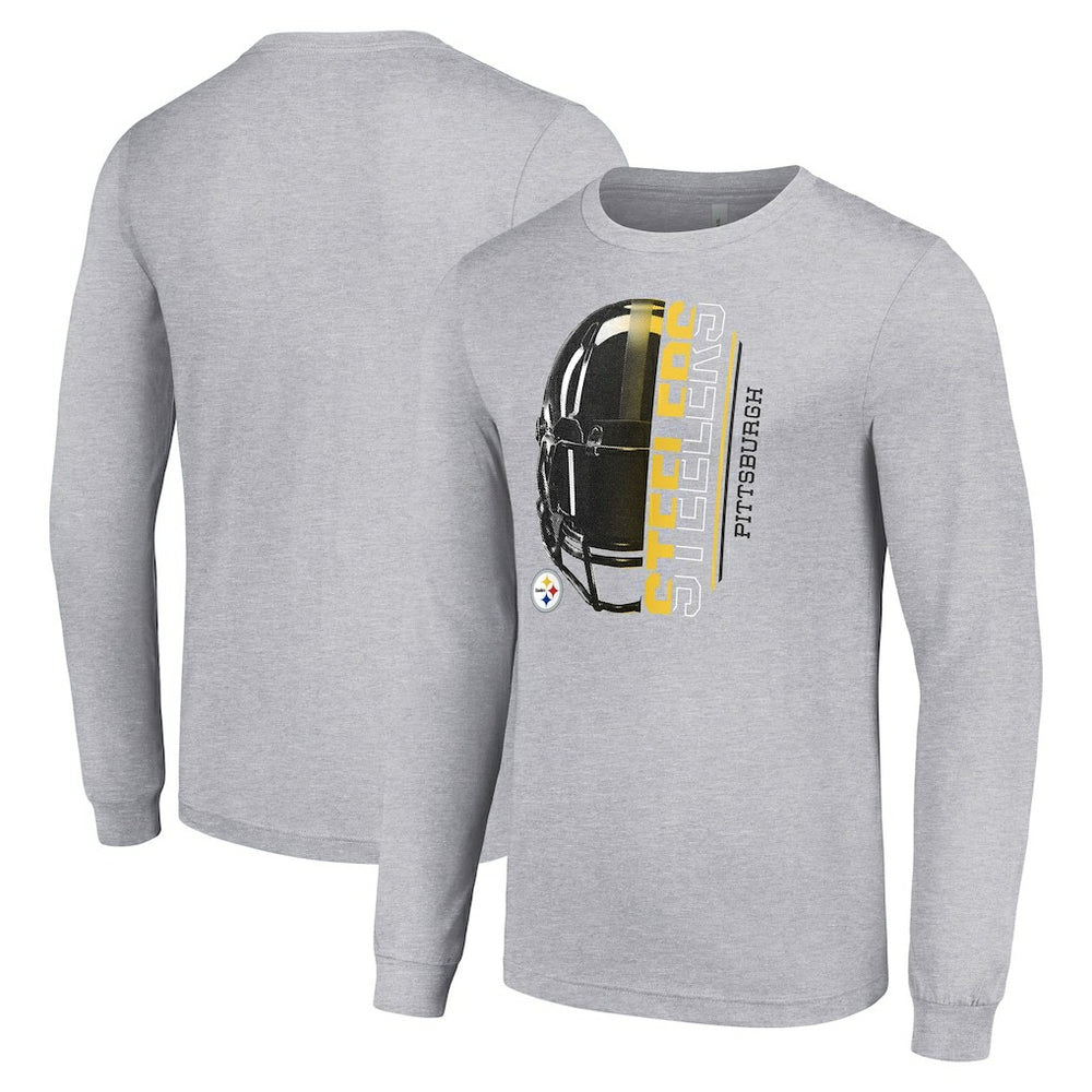Pittsburgh Steelers  Starter Half Helmet Logo Long Sleeve Heathered T-Shirt