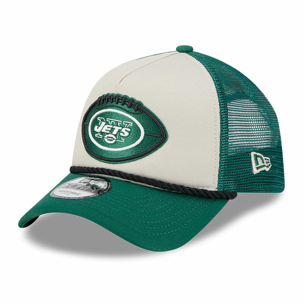 New York Jets New Era 2024 Sideline Historic 9FORTY A-Frame Trucker Adjustable Hat