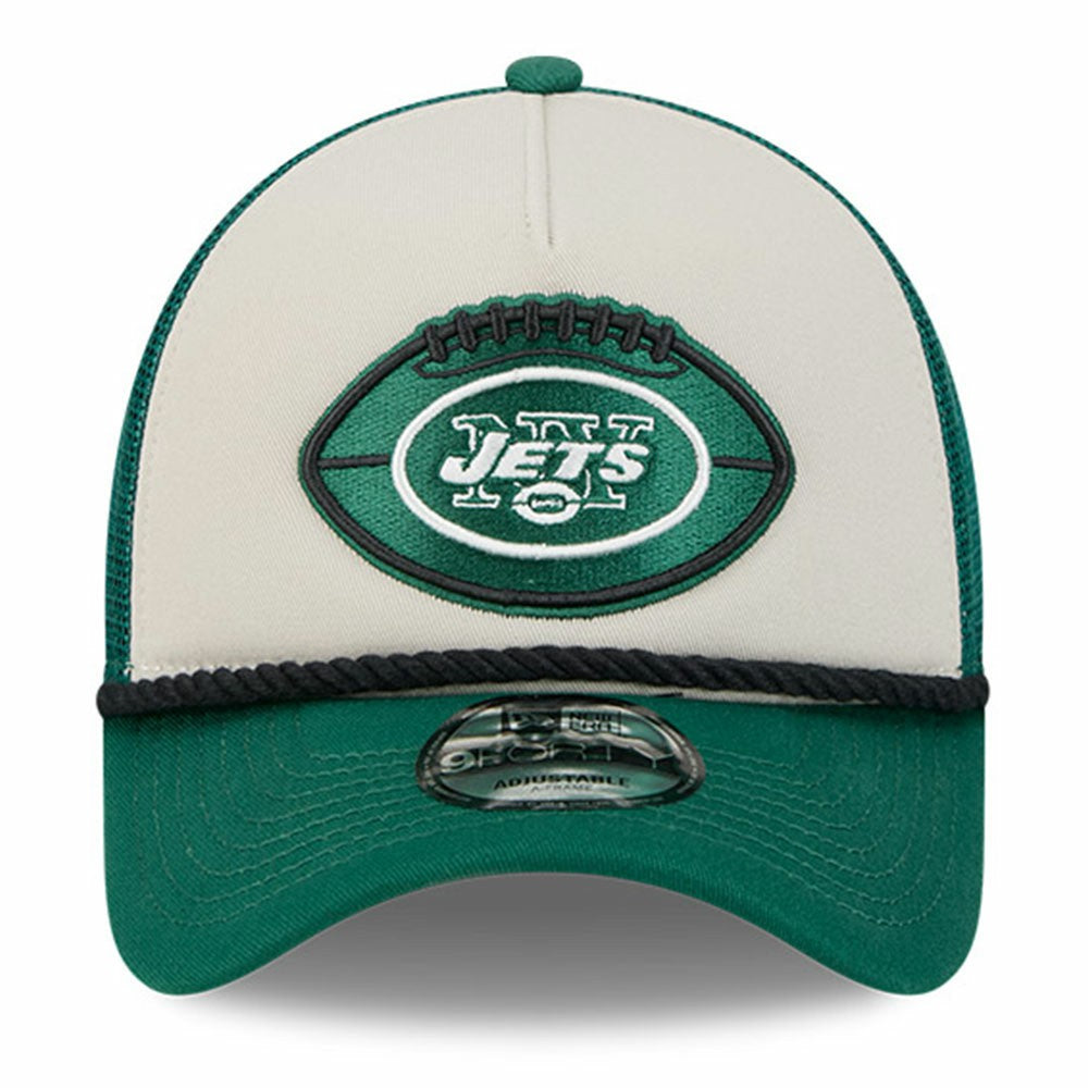 New York Jets New Era 2024 Sideline Historic 9FORTY A-Frame Trucker Adjustable Hat