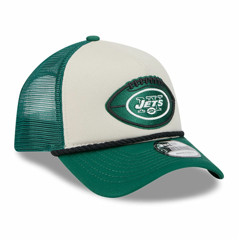 New York Jets New Era 2024 Sideline Historic 9FORTY A-Frame Trucker Adjustable Hat