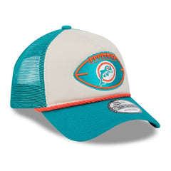 Miami Dolphins New Era 2024 Sideline Historic 9FORTY A-Frame Trucker Adjustable Hat