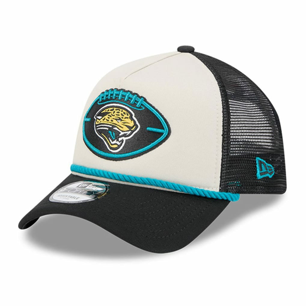 Jacksonville Jaguars New Era 2024 Sideline Historic 9FORTY A-Frame Trucker Adjustable Hat