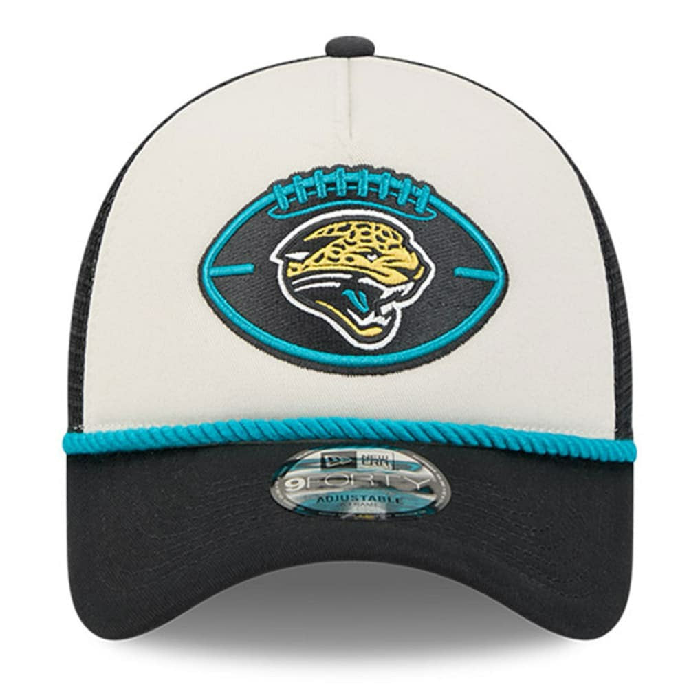 Jacksonville Jaguars New Era 2024 Sideline Historic 9FORTY A-Frame Trucker Adjustable Hat