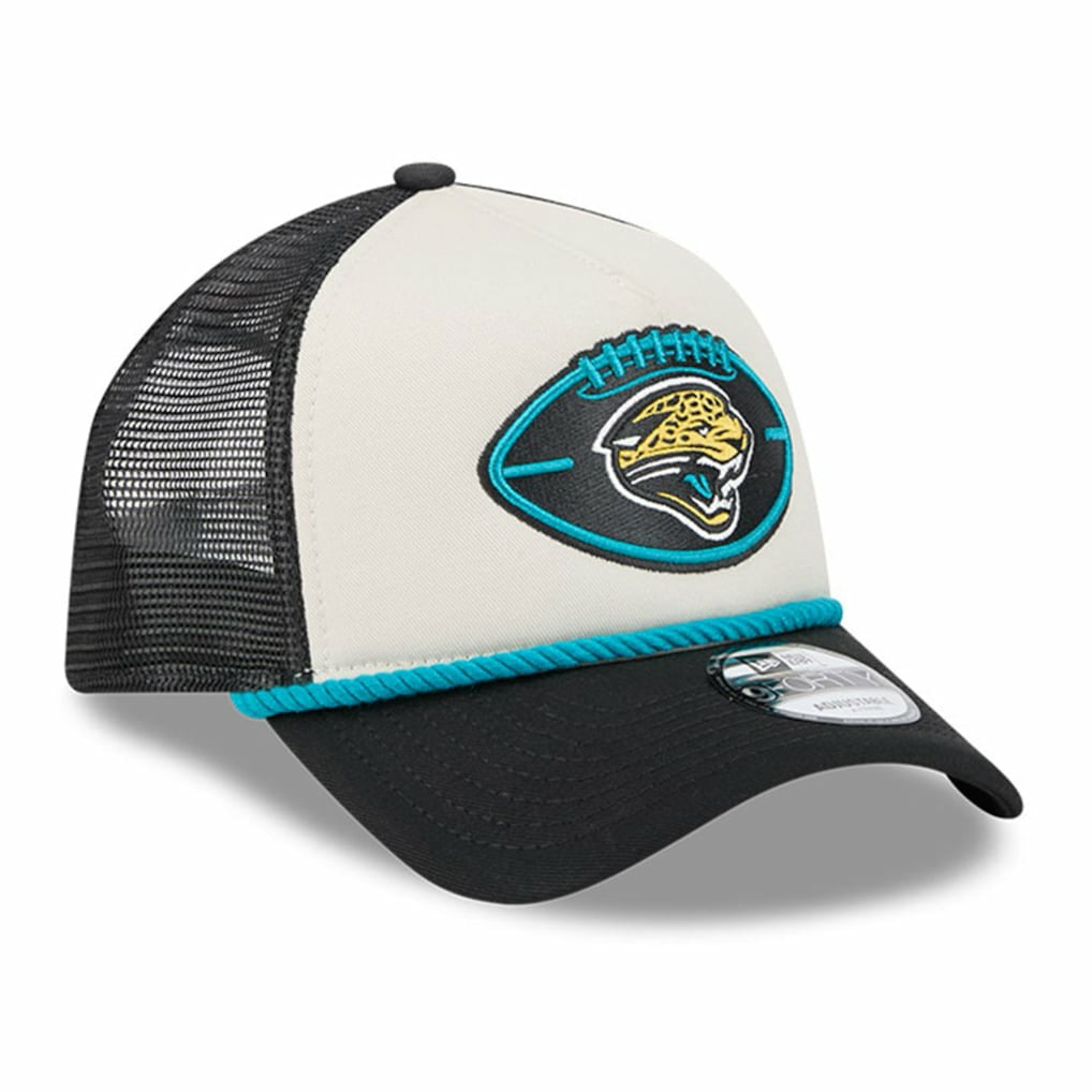 Jacksonville Jaguars New Era 2024 Sideline Historic 9FORTY A-Frame Trucker Adjustable Hat