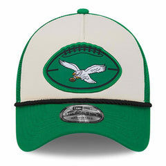 Philadelphia Eagles New Era 2024 Sideline Historic 9FORTY A-Frame Trucker Adjustable Hat