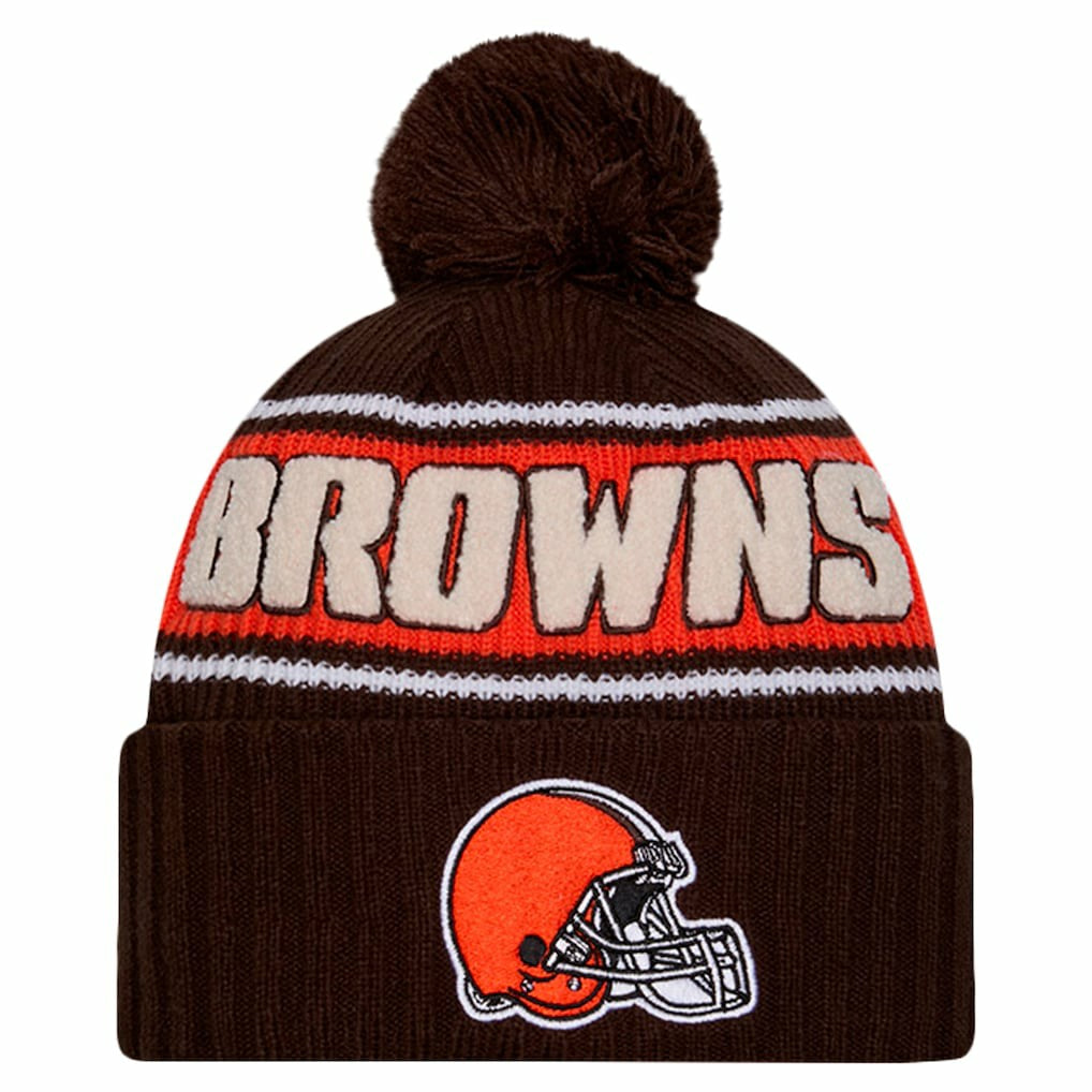 Cleveland Browns New Era 2024 Sideline Cuffed Knit Hat with Pom