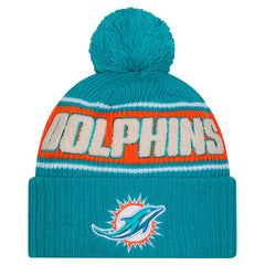 Miami Dolphins New Era 2024 Sideline Cuffed Knit Hat with Pom