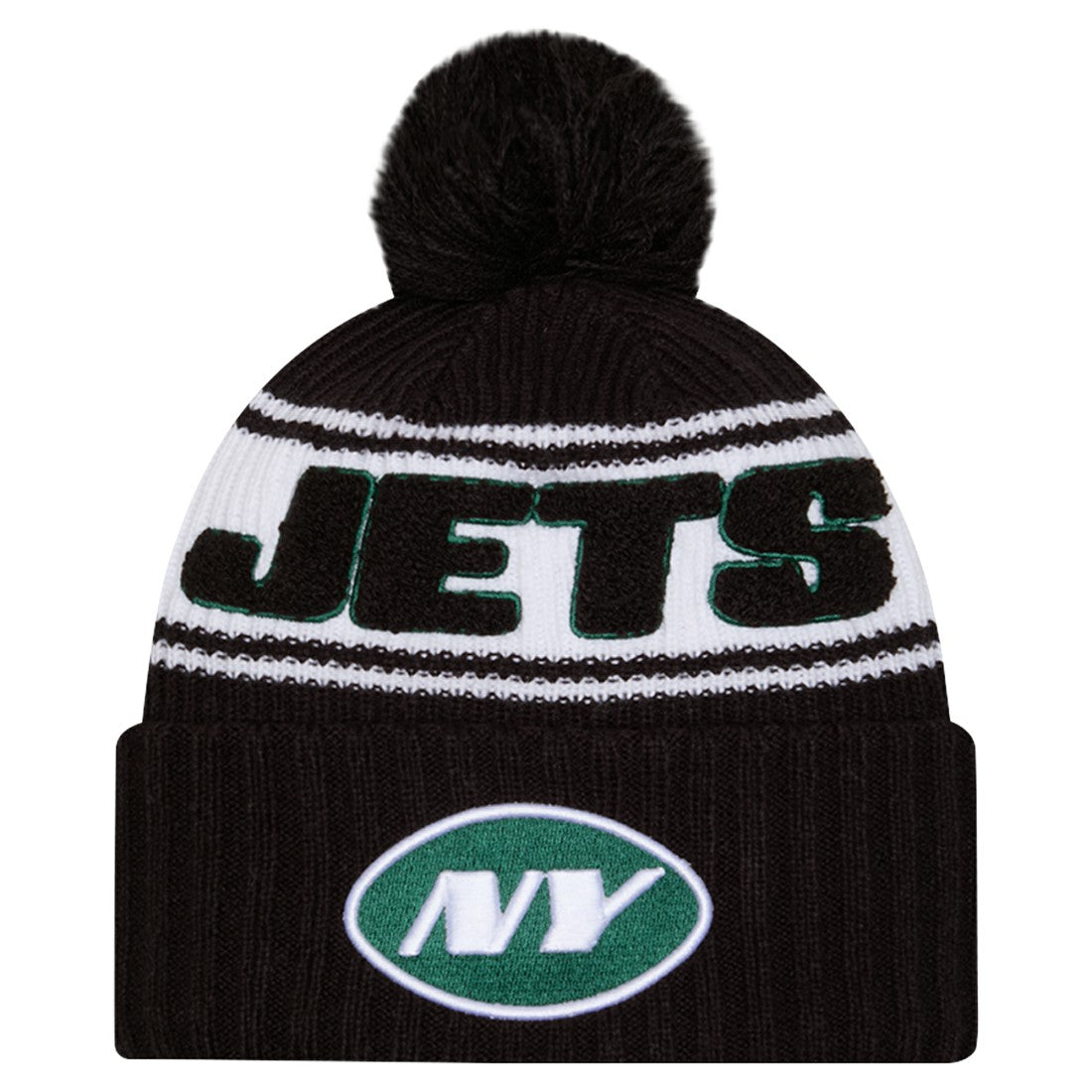 New York Jets New Era 2024 Sideline Cuffed Knit Hat with Pom