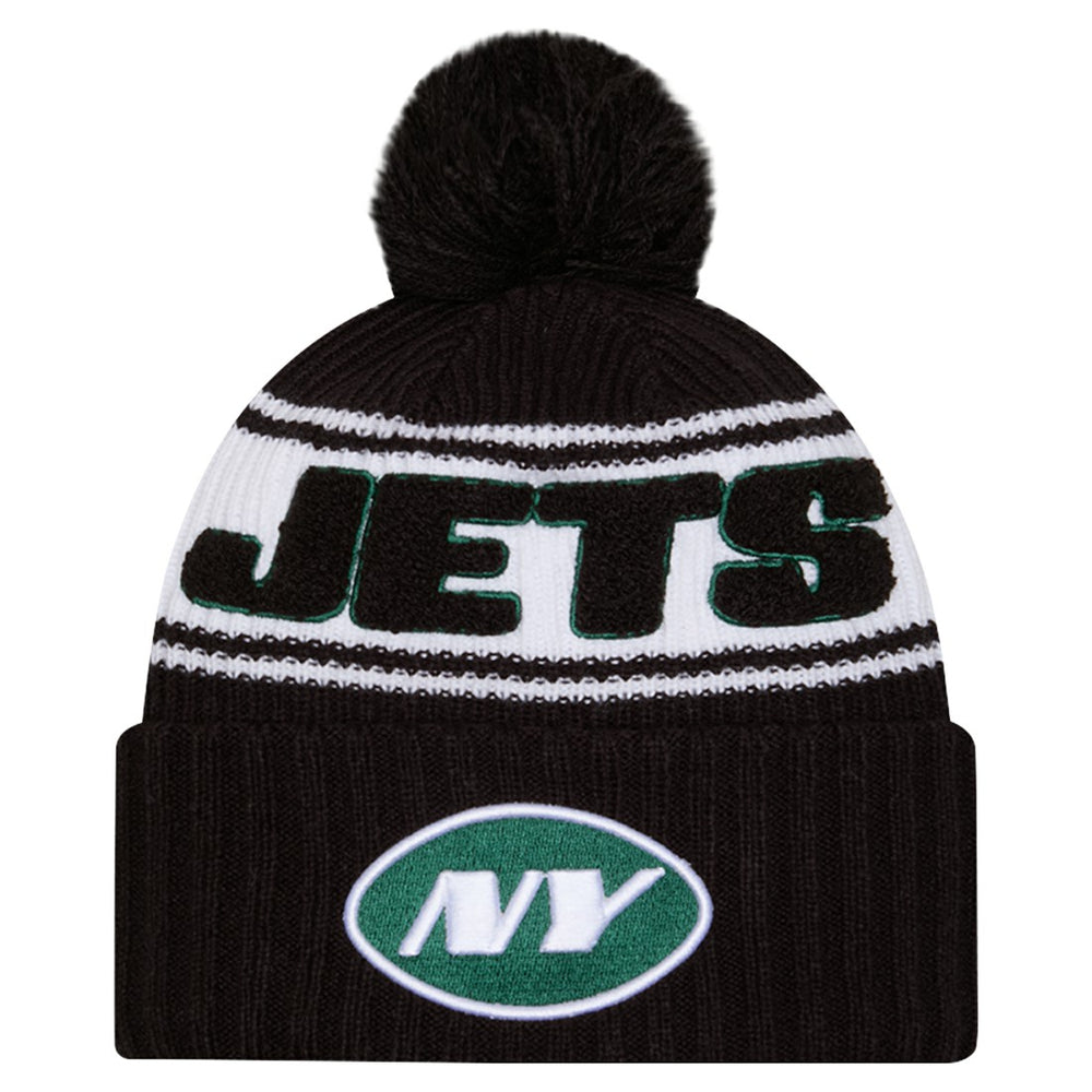 New York Jets New Era 2024 Sideline Cuffed Knit Hat with Pom