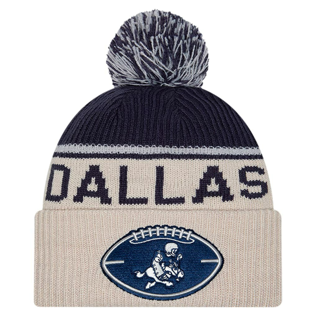 Dallas Cowboys New Era NFL Sideline Historic Cuffed Knit Hat with Pom