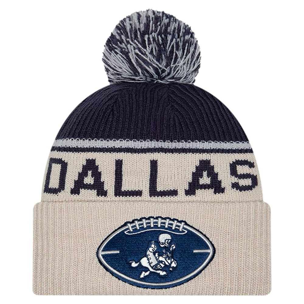 Dallas Cowboys New Era NFL Sideline Historic Cuffed Knit Hat with Pom