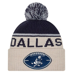 Dallas Cowboys New Era NFL Sideline Historic Cuffed Knit Hat with Pom