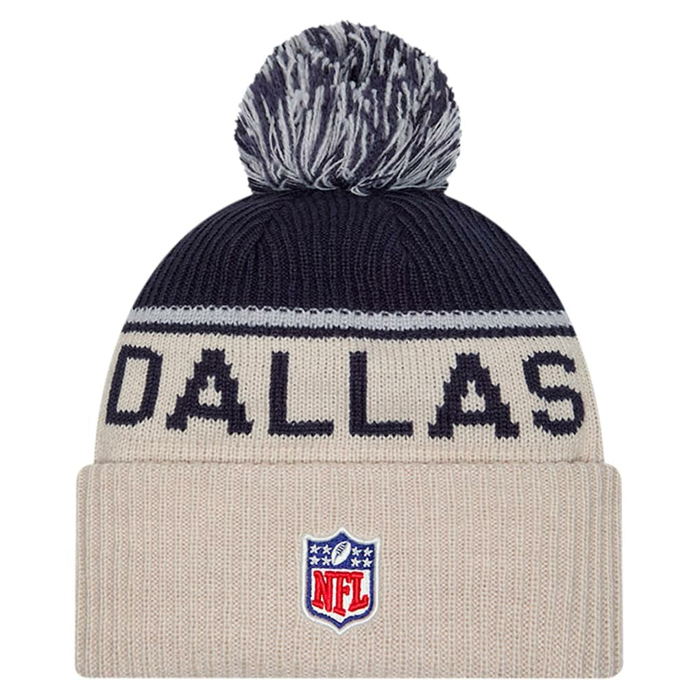 Dallas Cowboys New Era NFL Sideline Historic Cuffed Knit Hat with Pom