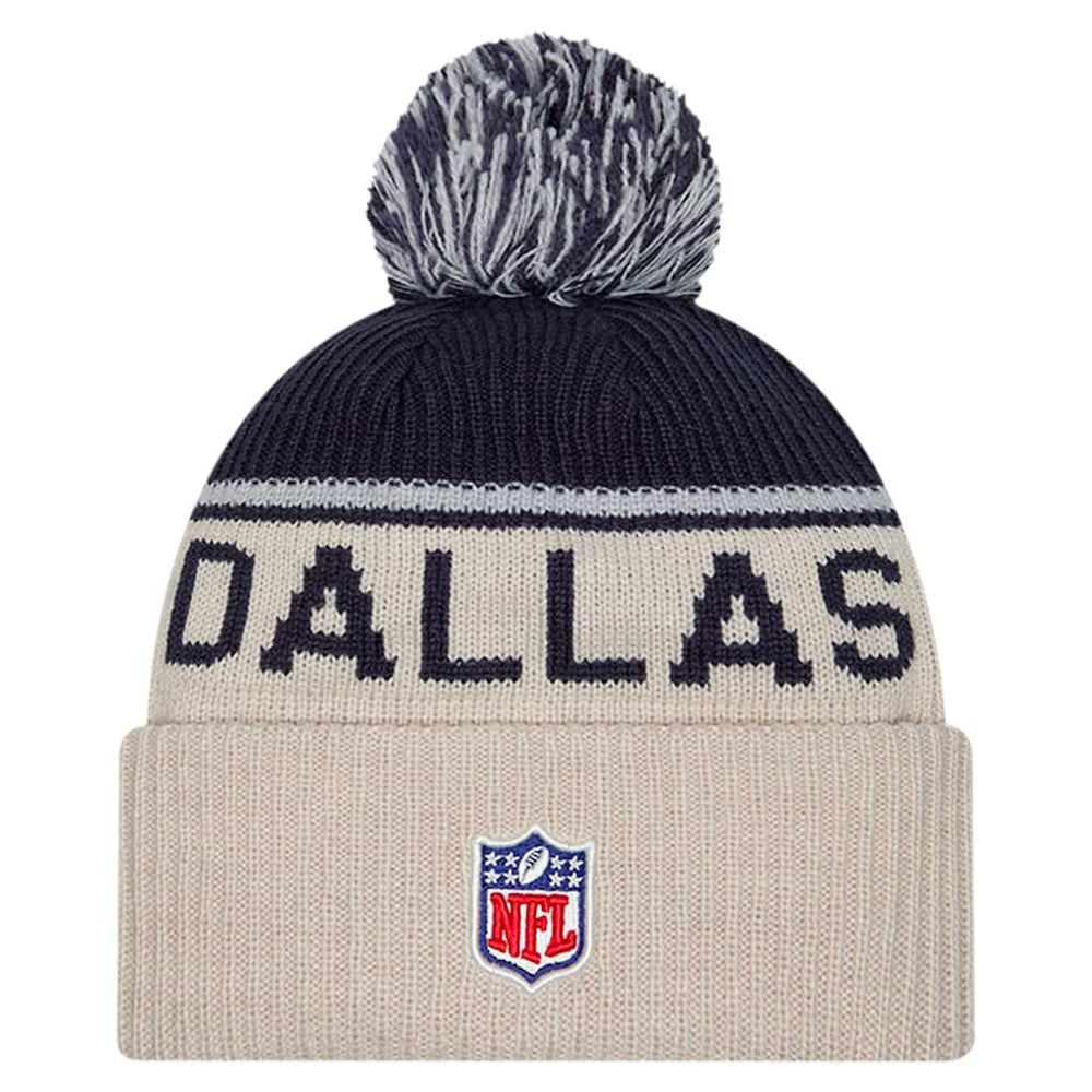 Dallas Cowboys New Era NFL Sideline Historic Cuffed Knit Hat with Pom
